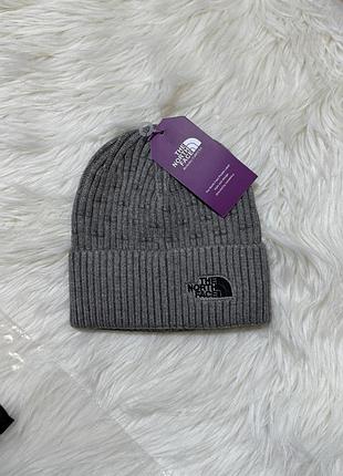 Шапка тнф | зимова шапка tnf | зимняя шапка the north face серый