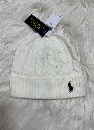 Шапка ralph polo | зимова шапка ральф | шапка поло белый