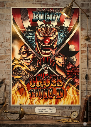 Плакат постер на крафтовой бумаге cross guild кросс гильдия (one piece / ван пис), 42х28.5см