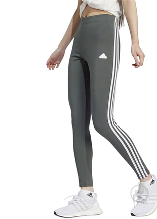 Женские серые леггинсы adidas w fi 3s legging с фирменными тремя полосками
