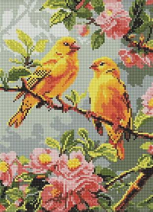 Алмазная мозаика "весенние канарейки" 30x40 см на подрамнике