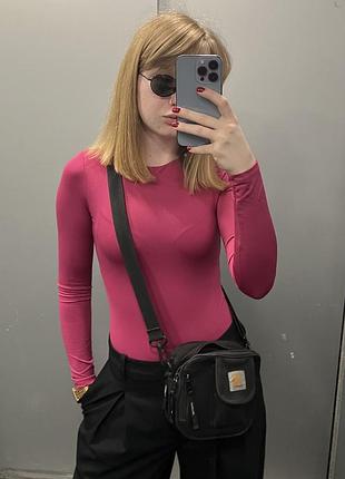 Малинове боді з довгим рукавом zara