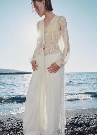 Сукня жіноча мереживна бежева zara new