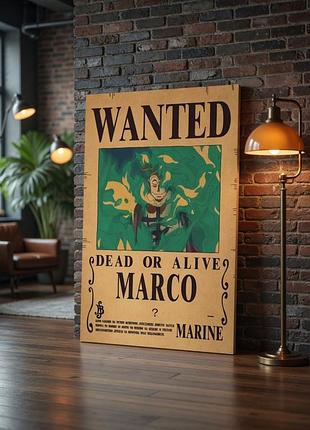 Плакат постер на крафтовой бумаге one piece ван пис марко феникс 42х28.5см