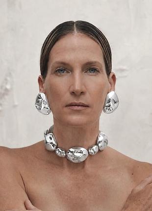 Набір срібний геометричний сережки та кольє schiaparelli