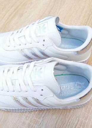 Adidas samba белые с серебром