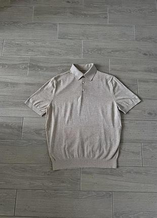 Suitsupply xl поло шовк бавовна бежеве коричневе 52-54 чоловіче