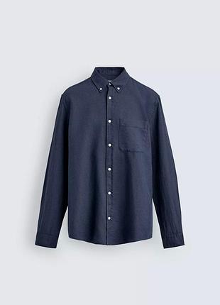 Чоловіча бавовняно льляна сорочка zara