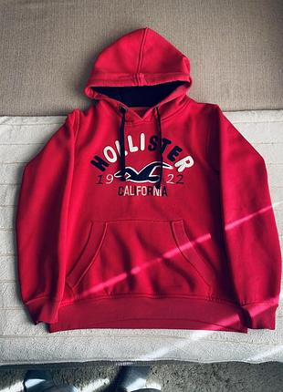 Кофта-толстовка червона чоловіча hollister розмір m,l