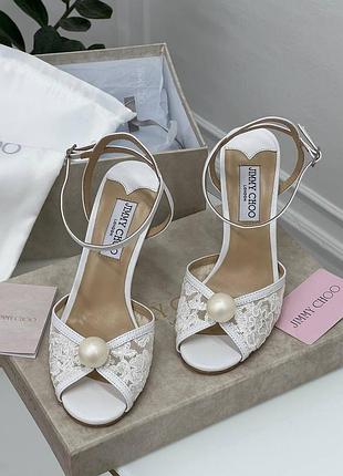 Женские белые босоножки на каблуке джиммичу jimmy choo
