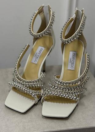 Женские белые босоножки на каблуке джиммичу jimmy choo
