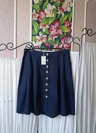 Красива якісна синя юбка натуральна льон 100% linen by monsoon.