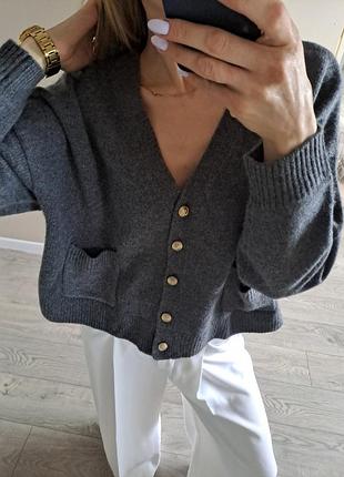 Роскошный шерстяной кардиган кофта zara 100% шерсть
