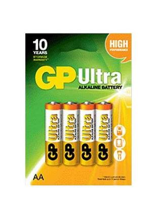 Батарейка лужна lr6/aa ultra alkaline 1.5v 15auhm-2ue4 4шт (спайка) тм gp