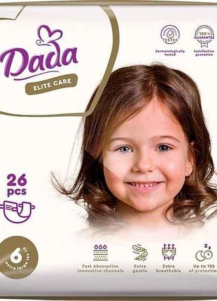 Підгузки дитячі №6 26шт elite care extra large 16кг тм dada
