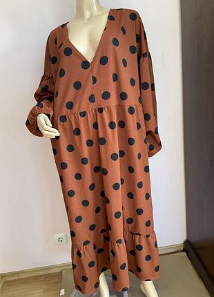 Довга сукня в горох -батал/52/brend asos
