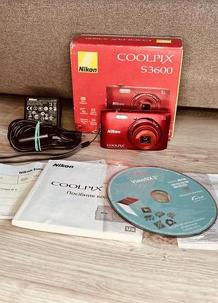 Цифровой фотоаппарат nikon coolpix s3600 20pm 8x zoom с коробкой