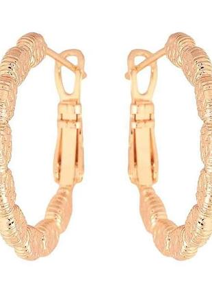 Серьги кольца ml 18k (конго) декоративный узор ø2.5см (325496) тм xuping