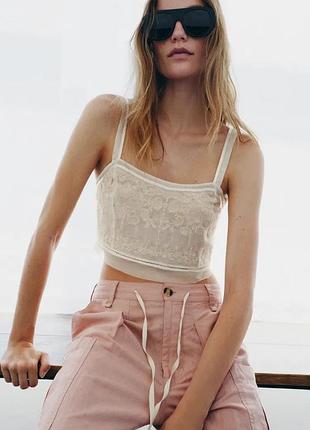 Укороченный топ zw collection с вышивкой
