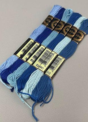 (6 шт по 8м) набір муліне airo (нитки для вишивання) - синій мікс (809-312)