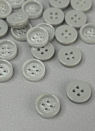 10 шт - пуговица сорочечная 11,25 мм (18l) на 4 прокола, матовая - серый