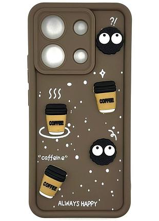 Силіконовий чохол для xiaomi redmi note 13 коричневий 3d coffee-n-sweets (бампер)