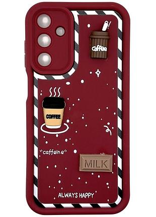 Силиконовый чехол для samsung a16 4g / 5g (a165 / a166) бордовый 3d coffee-n-sweets (бампер)