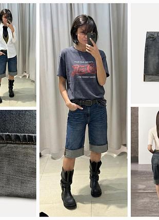 Трендовые джинсовые шорты-бермуды zara. очень стильная модкль. new