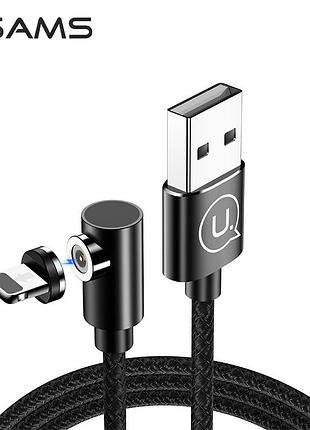 Кабель зарядки usams u54 us-sj444, магнитный, usb type-a на lightning, 1 метр, черный