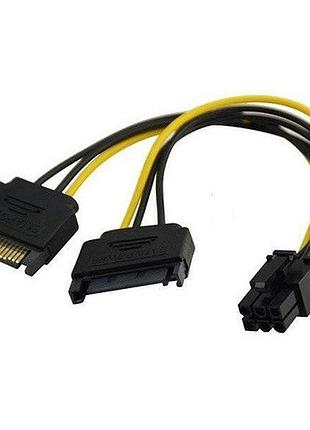 Кабель питания для видеокарты 6pin male - 2хsata male kingda s0409 0.2м