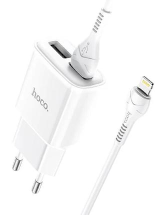 Адаптер hoco сетевой lightning c88a 2usb 2.4a white 2