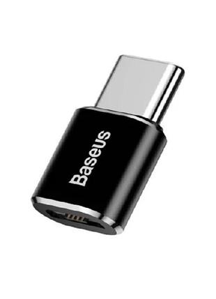 Переходник baseus mini micro usb to type-c 2.4a camotg-01 металлический black