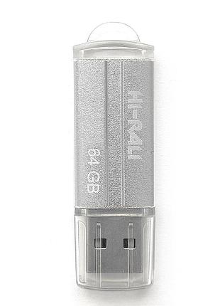 Флешка hi-rali rocket 64 гб usb 2.0 type-a, сріблястий корпус