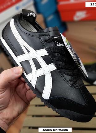 Женские качественные и стильные кроссовки asics onitsuka tiger mexico 66 черные с белым