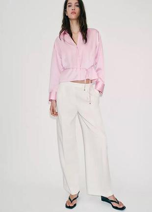 Сорочка жіноча атласна рожева zara new