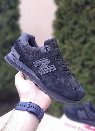 N1w balance 574 чорні шкіряна n