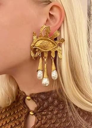 Эпатажные серьги глаз как солнце с маркировкой schiaparelli, скиапарелли, подвески