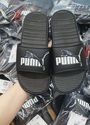 Мужские чёрные шлепанцы оригинал puma cool cat leap men's slides 383441-01