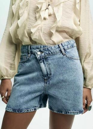 Шорти zara з аисметричним поясом висока посадка