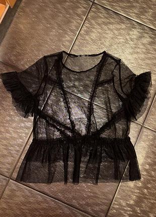 Прозора футболка-сітка топ h&m