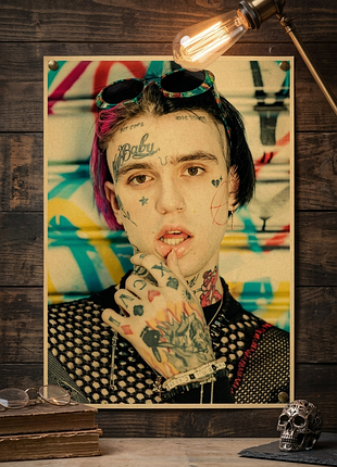 Плакат постер на крафтовой бумаге рэпер лил пип lil peep эмо-рэп хип-хоп 42х30см