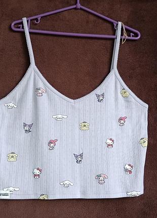 Майка женская домашняя, сиреневая, перфорация, hello kitty and friends,  xl, eur 46-48, батл