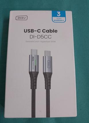 Кабель viu usb-c to usb-c модель di-d5cc с мощностью 100 вт.