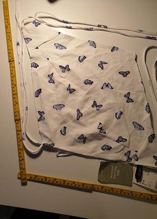 Білий топ-халтер  від h&m с принтом бабочек. s
