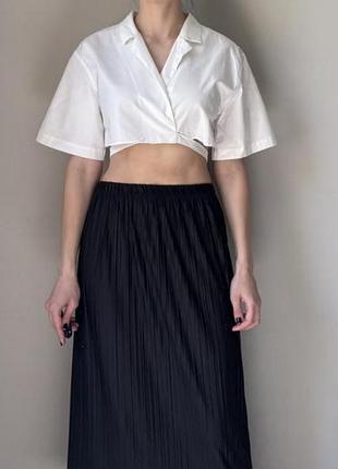 Вкорочена біла сорочка від zara, розмір s повномірний, оригінал, ідеальний стан