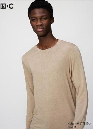 Лонгслiв uniqlo:с бежевий heattech extra warm cashmere blend t-shirt