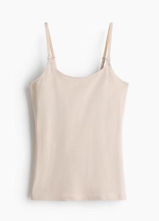 Беж хлопковая трикотажная футболка для кормления mom h&amp;m mama s-m