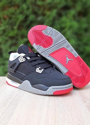 Air jordan 4 retro ppsg paris saint germain черные с красным нубук