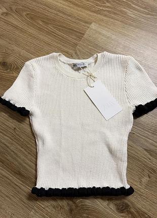 Футболка в рубчик, топ zara