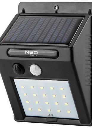 Прожектор аккумуляторный neo tools 99-055, 1200ма•ч, 250лм, питание от солнечного света, датчик движения и сумерек, ip44
